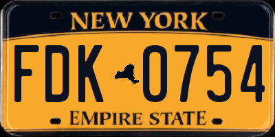 NY license plate FDK0754