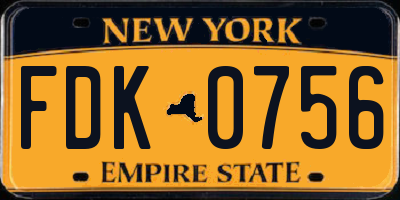 NY license plate FDK0756