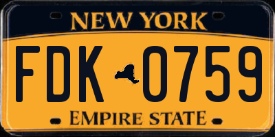 NY license plate FDK0759