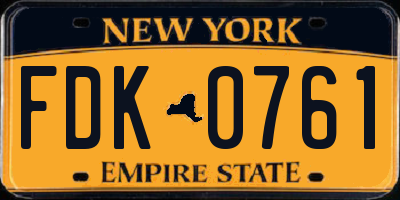 NY license plate FDK0761