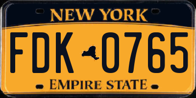 NY license plate FDK0765