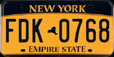 NY license plate FDK0768