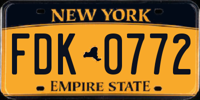NY license plate FDK0772