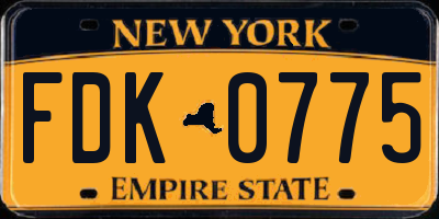 NY license plate FDK0775