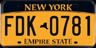 NY license plate FDK0781