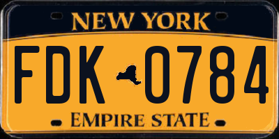 NY license plate FDK0784