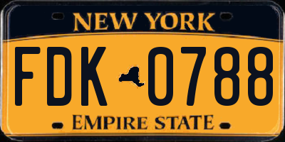 NY license plate FDK0788