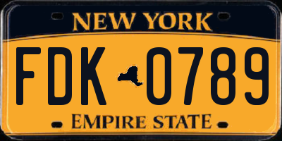 NY license plate FDK0789