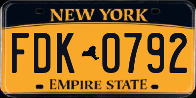 NY license plate FDK0792