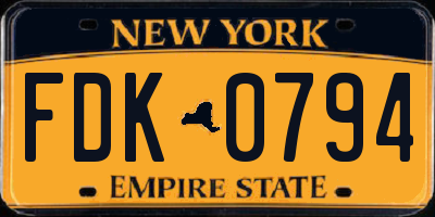 NY license plate FDK0794