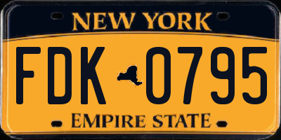 NY license plate FDK0795