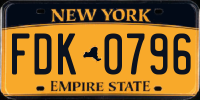 NY license plate FDK0796