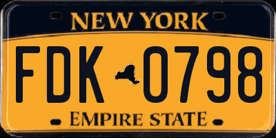 NY license plate FDK0798