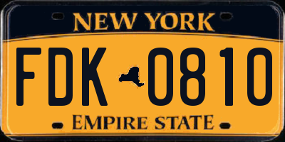 NY license plate FDK0810