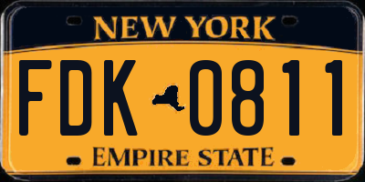NY license plate FDK0811