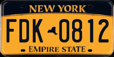 NY license plate FDK0812