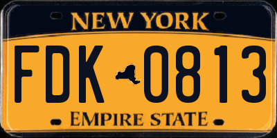 NY license plate FDK0813