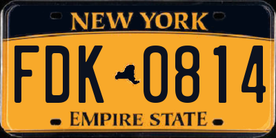 NY license plate FDK0814