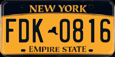 NY license plate FDK0816
