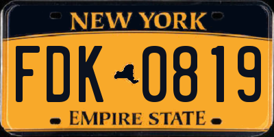 NY license plate FDK0819