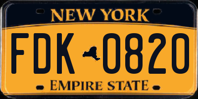 NY license plate FDK0820