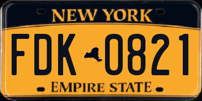 NY license plate FDK0821