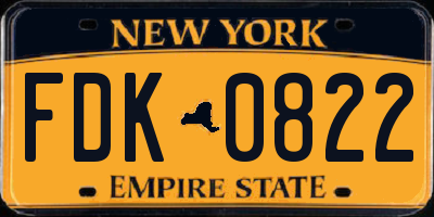 NY license plate FDK0822