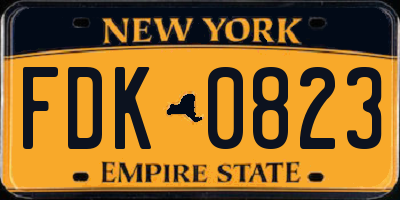 NY license plate FDK0823