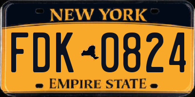 NY license plate FDK0824