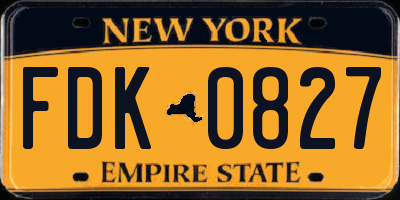 NY license plate FDK0827