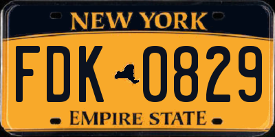 NY license plate FDK0829