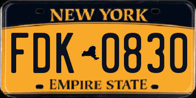 NY license plate FDK0830