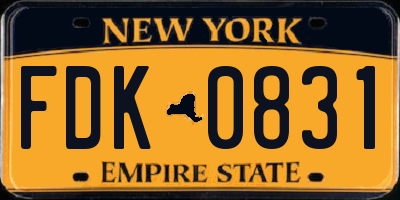 NY license plate FDK0831