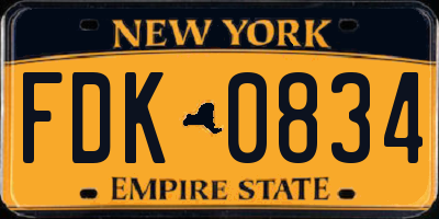 NY license plate FDK0834