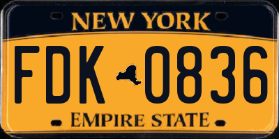 NY license plate FDK0836