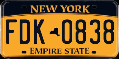 NY license plate FDK0838