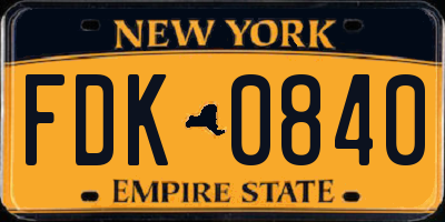 NY license plate FDK0840