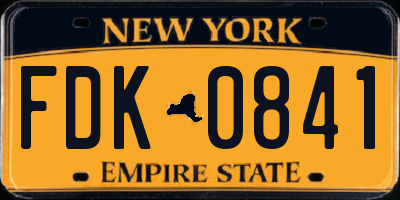 NY license plate FDK0841