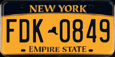 NY license plate FDK0849