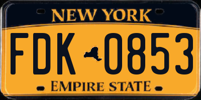NY license plate FDK0853