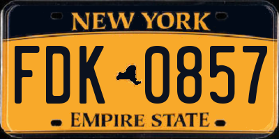 NY license plate FDK0857