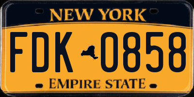 NY license plate FDK0858