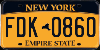 NY license plate FDK0860