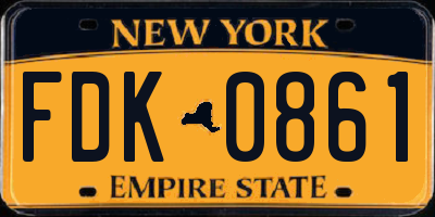 NY license plate FDK0861