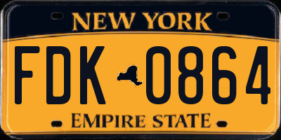 NY license plate FDK0864