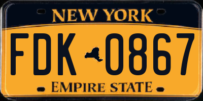 NY license plate FDK0867