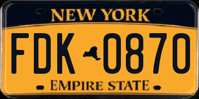 NY license plate FDK0870