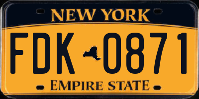 NY license plate FDK0871