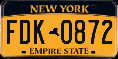NY license plate FDK0872