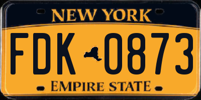 NY license plate FDK0873